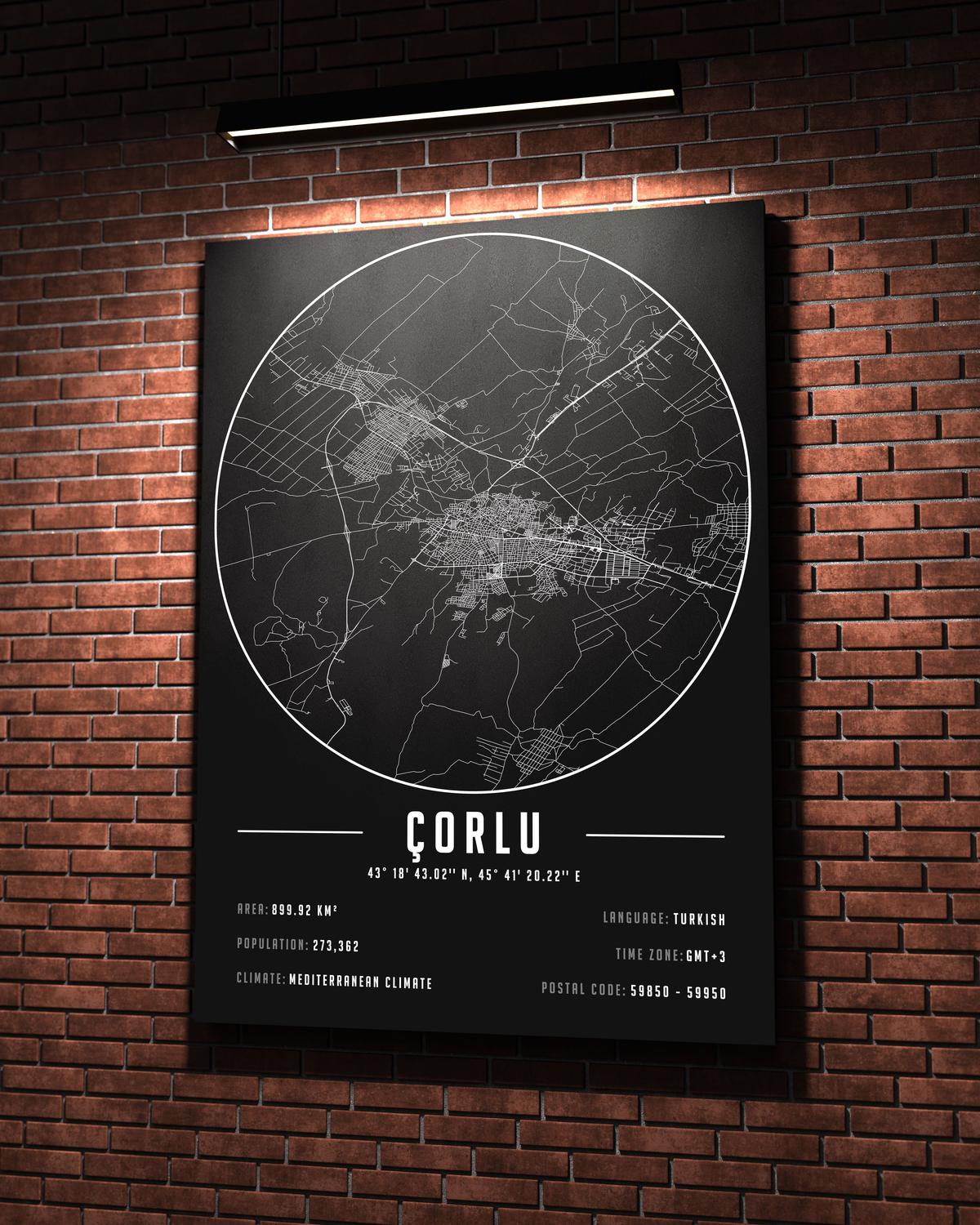 Çorlu temalı kanvas tablo, 50x70 cm, siyah beyaz, ahşap çerçeveli, modern minimalist duvar dekorasyonu için ideal tasarım