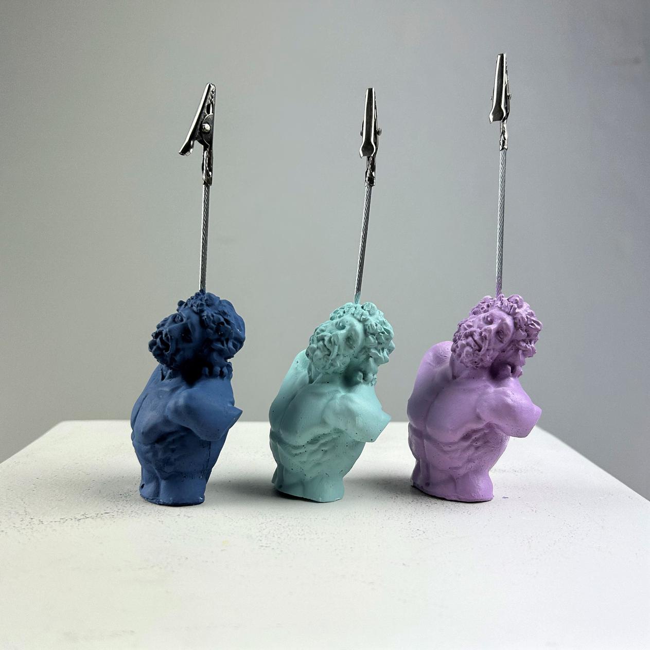 Laocoon 3'lü Heykel Not Tutucu Set ( Gri mavi - nane -lila)