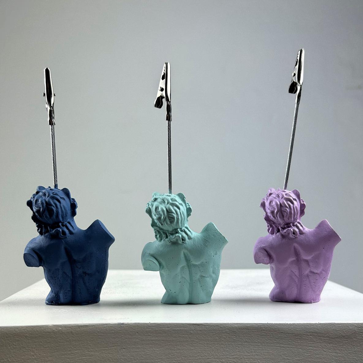 Laocoon 3'lü Heykel Not Tutucu Set ( Gri mavi - nane -lila)