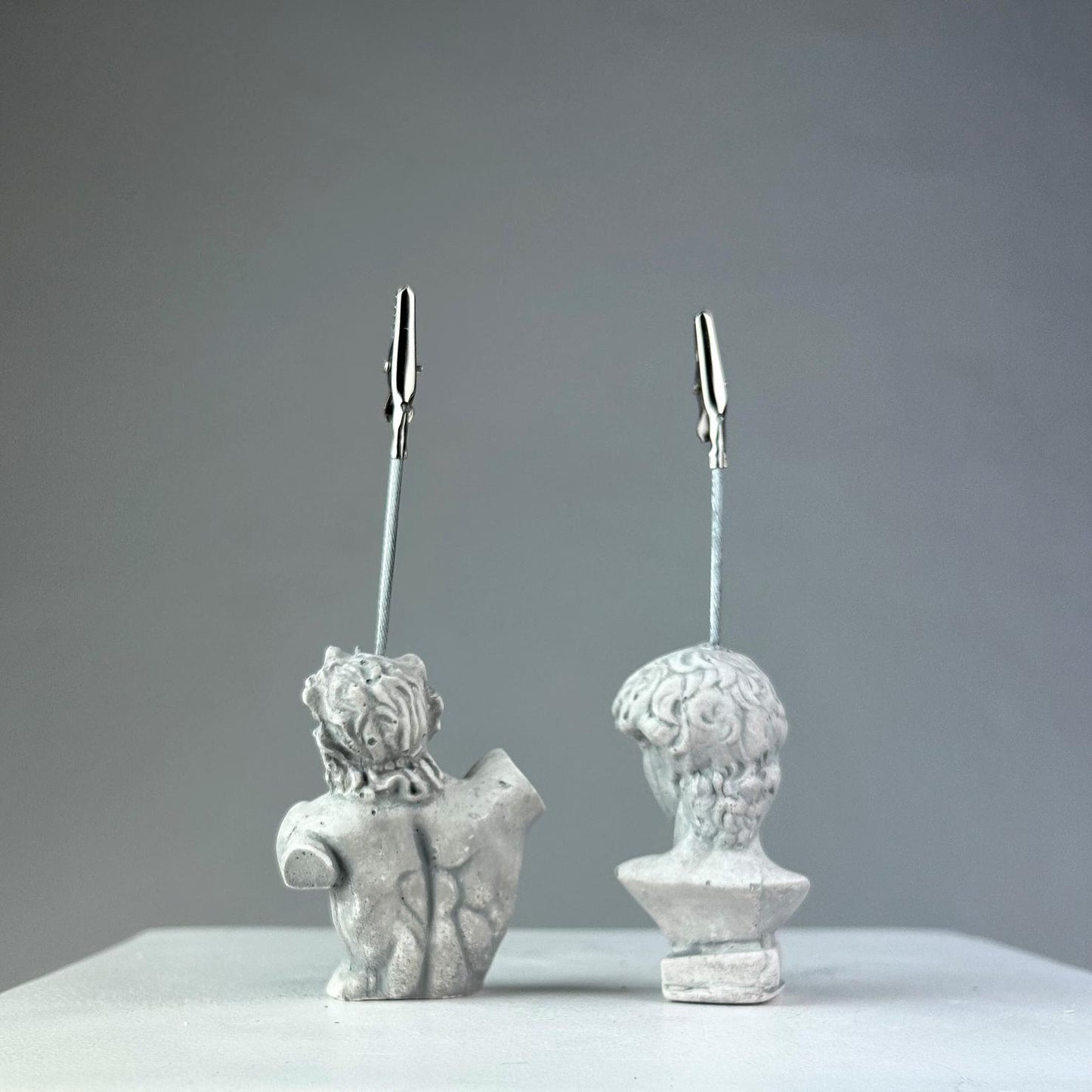 Gri Eskitme David ve Laocoon 2'li Heykel Not Tutucu Set