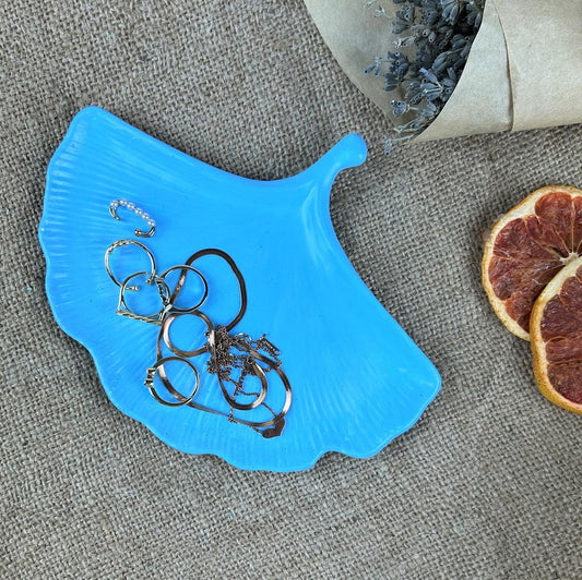 Mavi Akçaağaç Şekilli Dekoratif Tabak - Takı Anahtarlık Tabağı