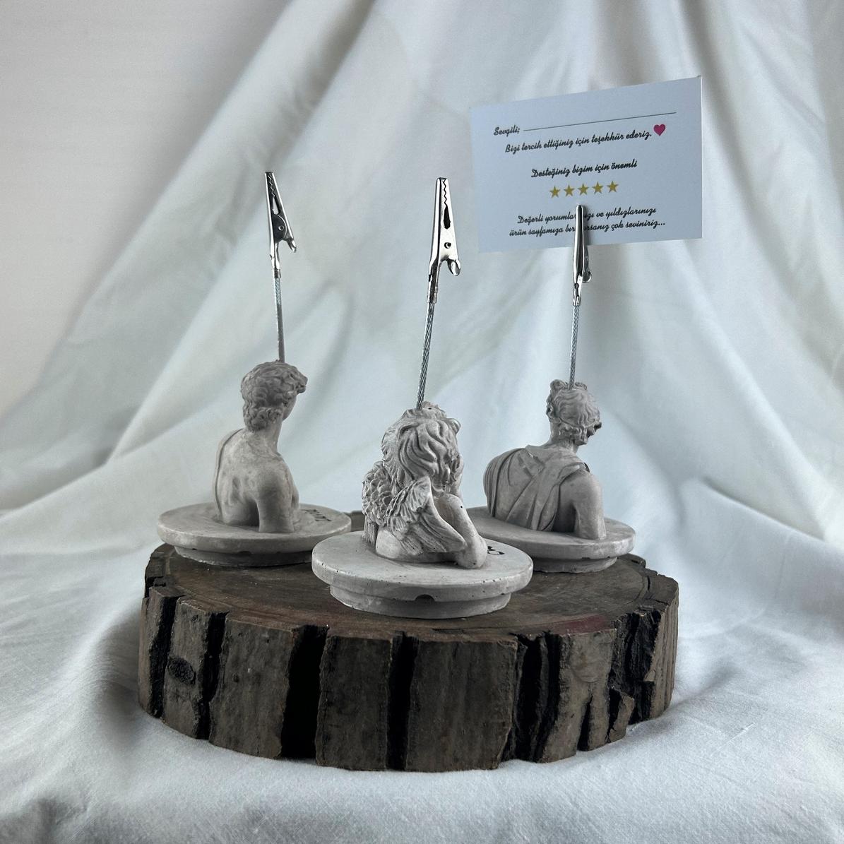 Vizon Eskitme David, Cupid (Melek) ve Apollo Kaideli Heykel 3'lü Not Tutucu Set