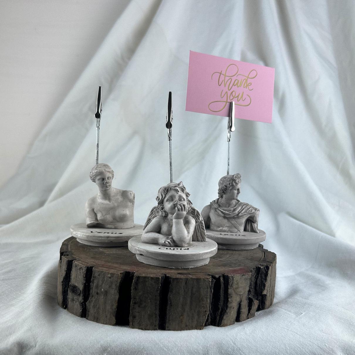 Vizon Eskitme David, Cupid (Melek) ve Apollo Kaideli Heykel 3'lü Not Tutucu Set