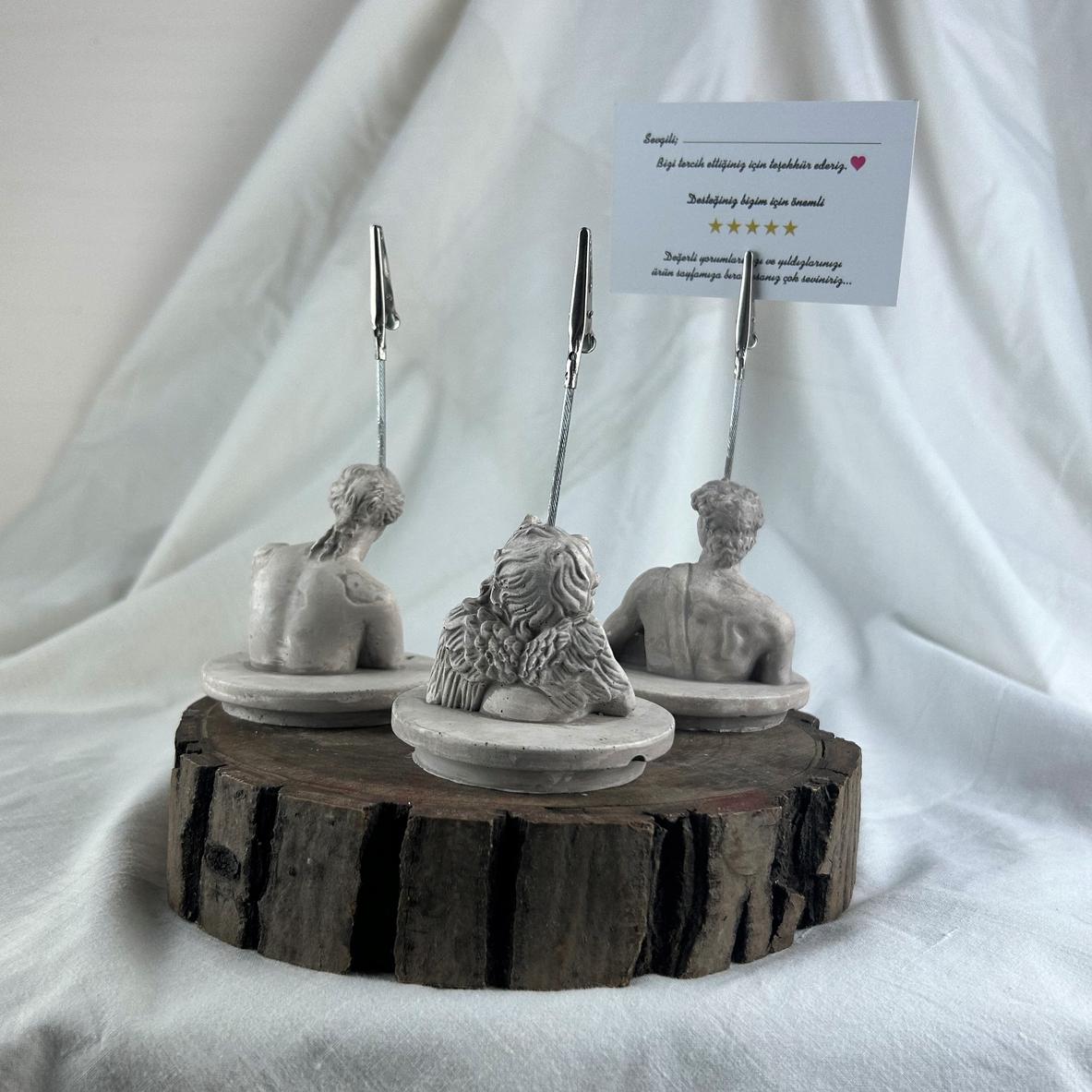 Vizon Eskitme David, Cupid (Melek) ve Venus Kaideli Heykel 3'lü Not Tutucu Set