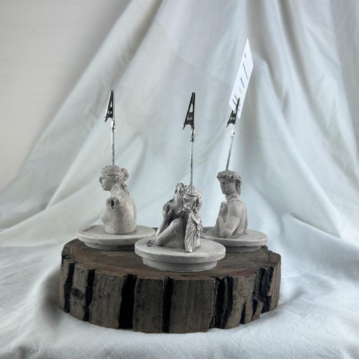 Vizon Eskitme David, Cupid (Melek) ve Venus Kaideli Heykel 3'lü Not Tutucu Set