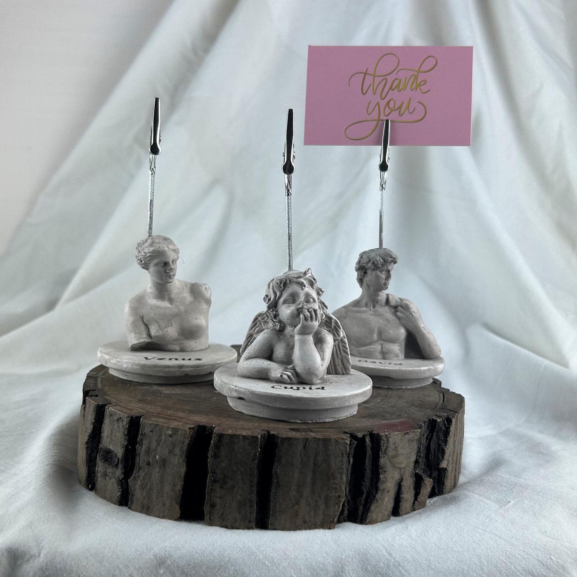 Vizon Eskitme David, Cupid (Melek) ve Venus Kaideli Heykel 3'lü Not Tutucu Set