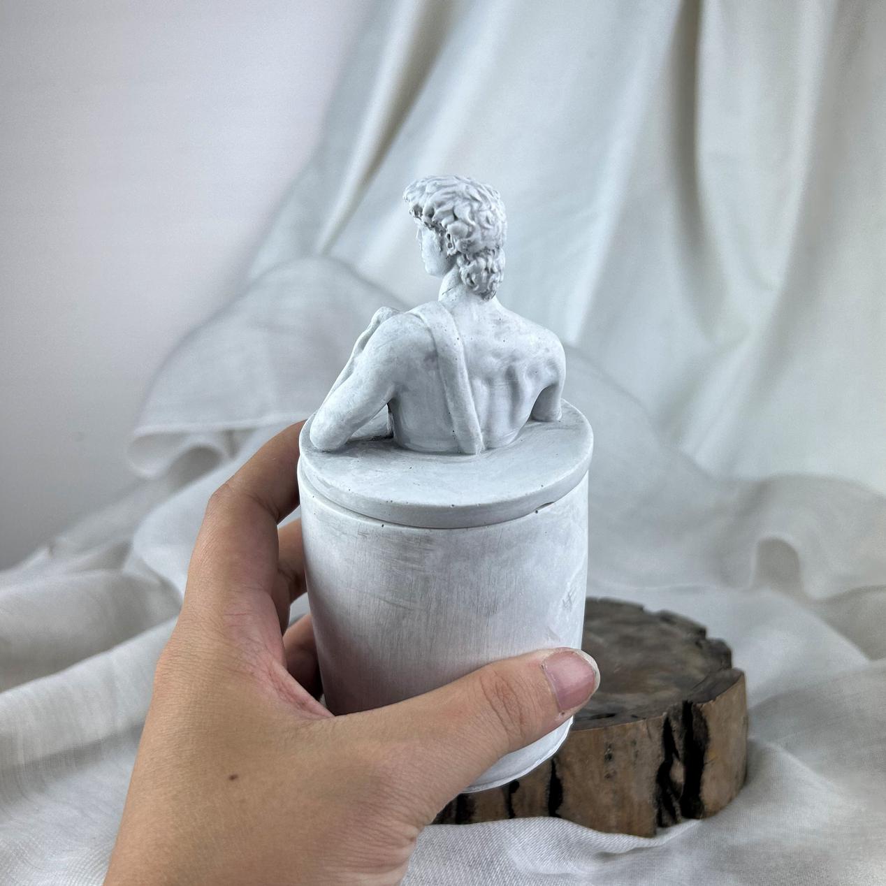 Gri Eskitme David Kapaklı Kutu, Dekoratif Beton Kutu