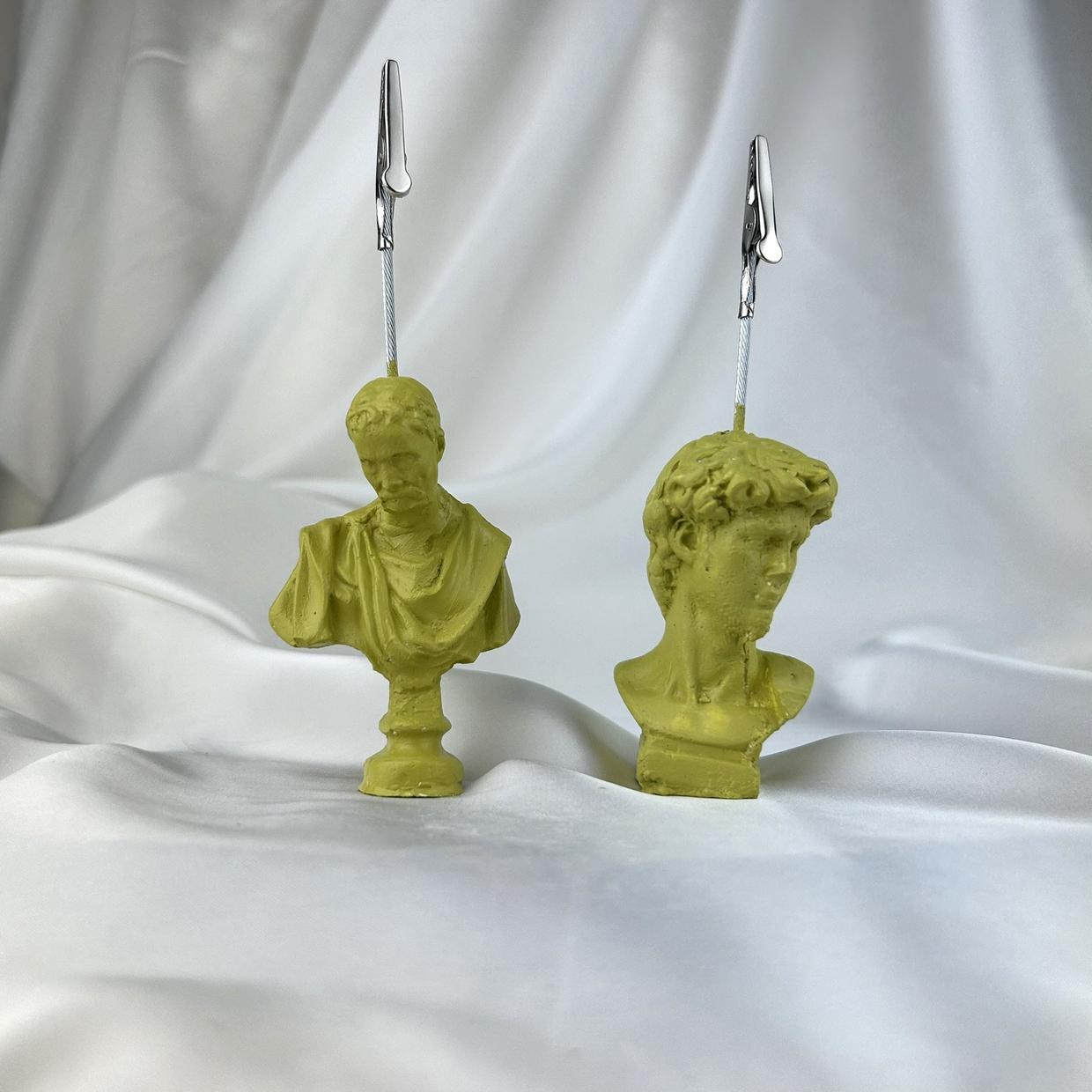 Küf Yeşili Michelangelo ve David Heykel 2'li Not Tutucu Set