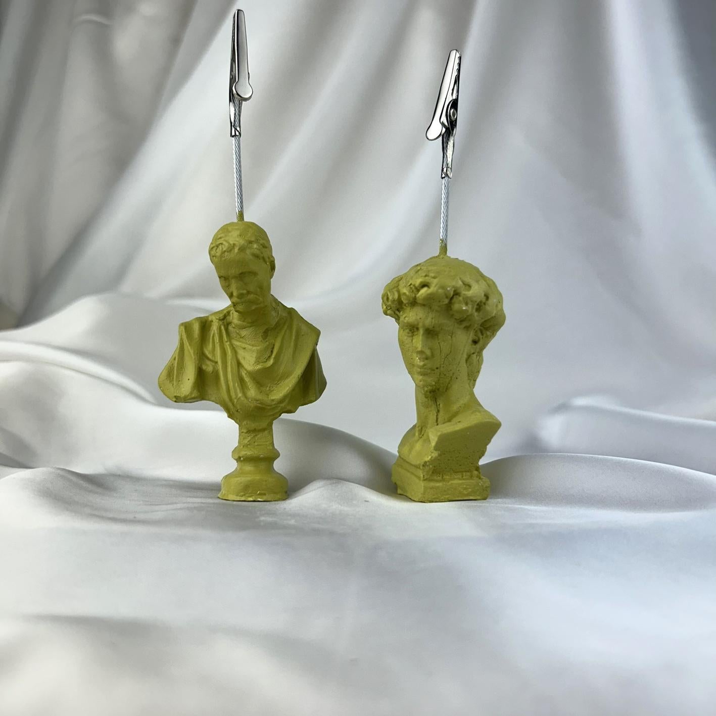 Küf Yeşili Michelangelo ve David Heykel 2'li Not Tutucu Set
