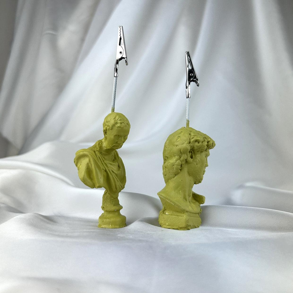 Küf Yeşili Michelangelo ve David Heykel 2'li Not Tutucu Set