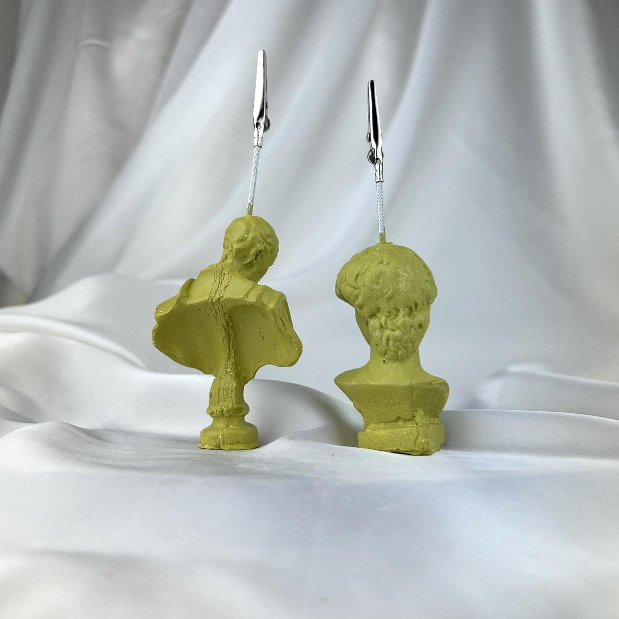 Küf Yeşili Michelangelo ve David Heykel 2'li Not Tutucu Set