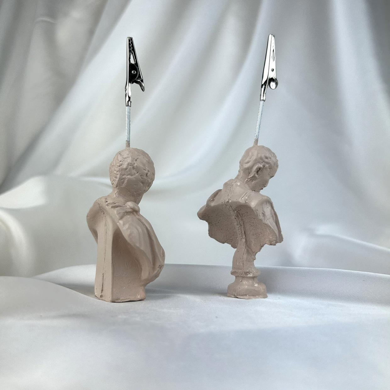 Krem Michelangelo ve Brutus Heykel 2'li Not Tutucu Set