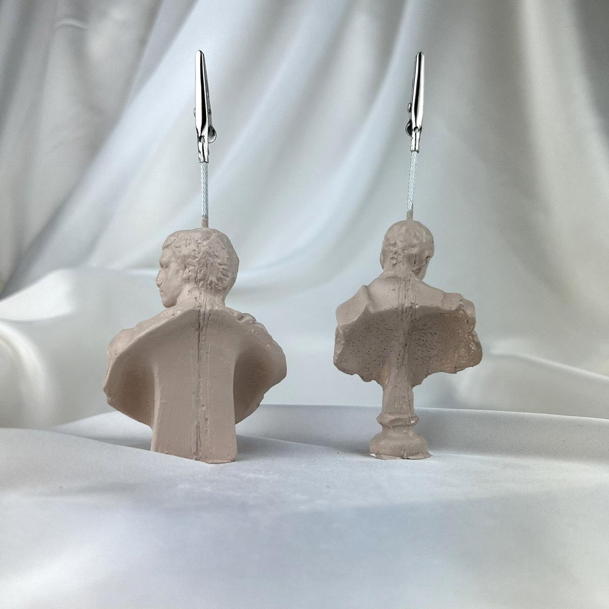 Krem Michelangelo ve Brutus Heykel 2'li Not Tutucu Set