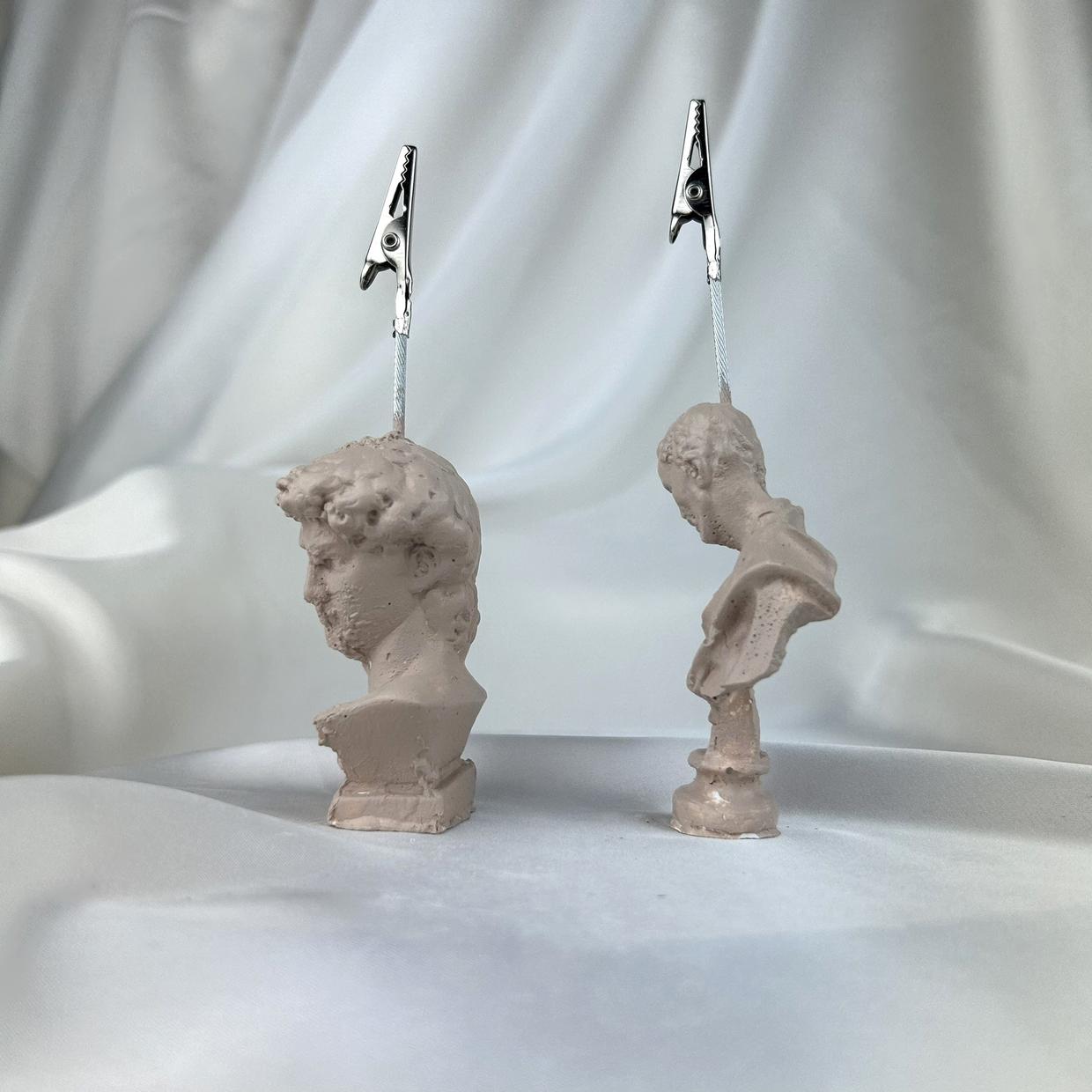 Krem Michelangelo ve David Heykel 2'li Not Tutucu Set