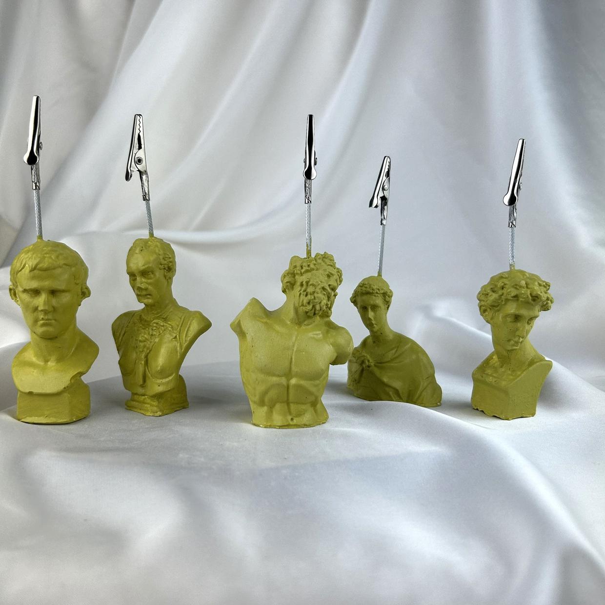 Küf Yeşili Agrippa, Sezar, Laocoon, St.George ve Juliano Heykel 5'li Not Tutucu Set