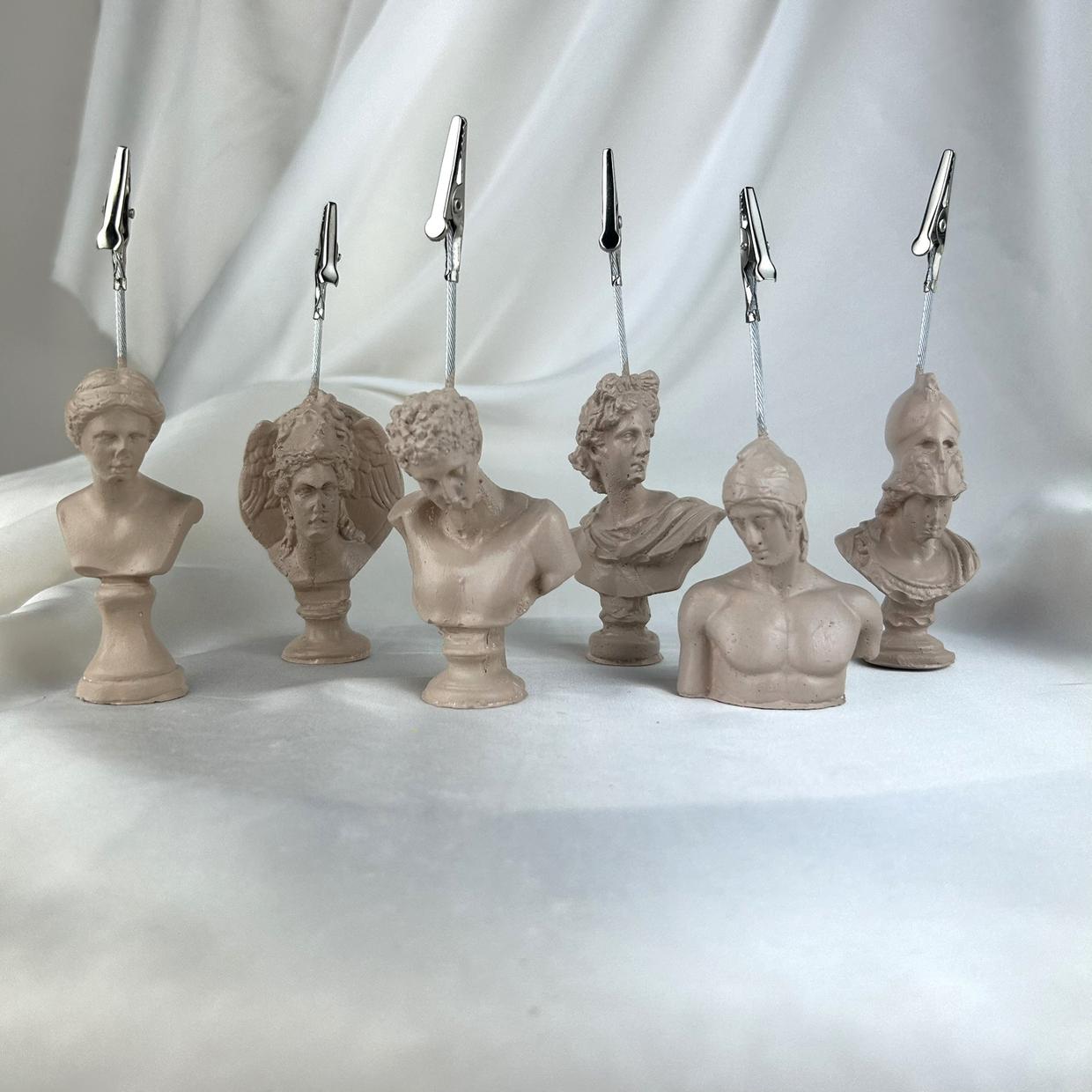 Krem Venus, Perseus, Hermes, Apollo, Ares ve Athena Heykel 6'lı Not Tutucu Set