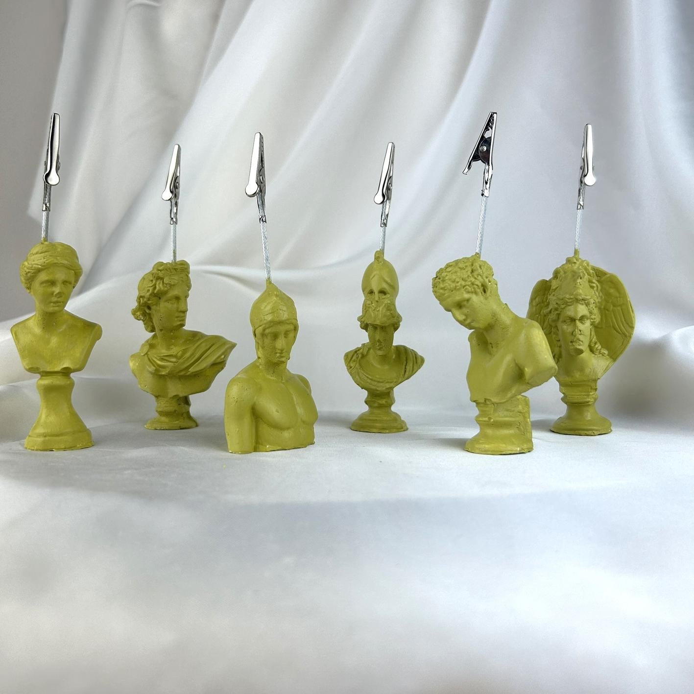 Küf Yeşili Venus, Perseus, Hermes, Apollo, Ares ve Athena Heykel 6'lı Not Tutucu Set