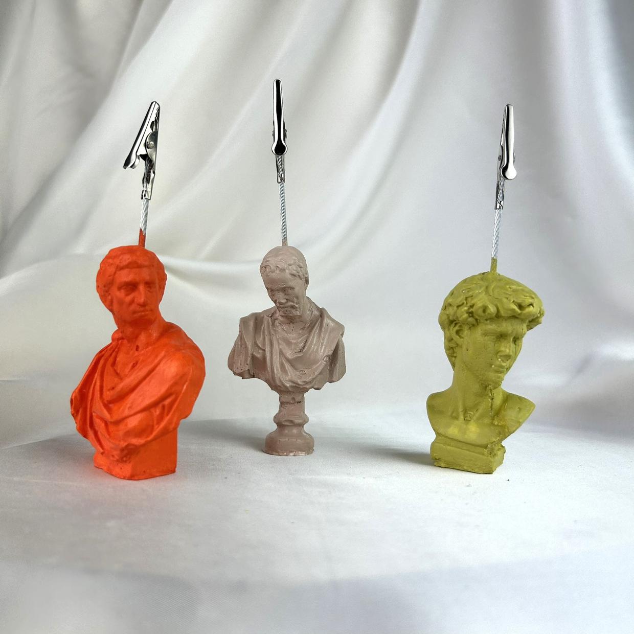 Brutus, Michelangelo ve David Heykel 3'lü Not Tutucu Set (Turuncu, Krem, Küf Yeşili)