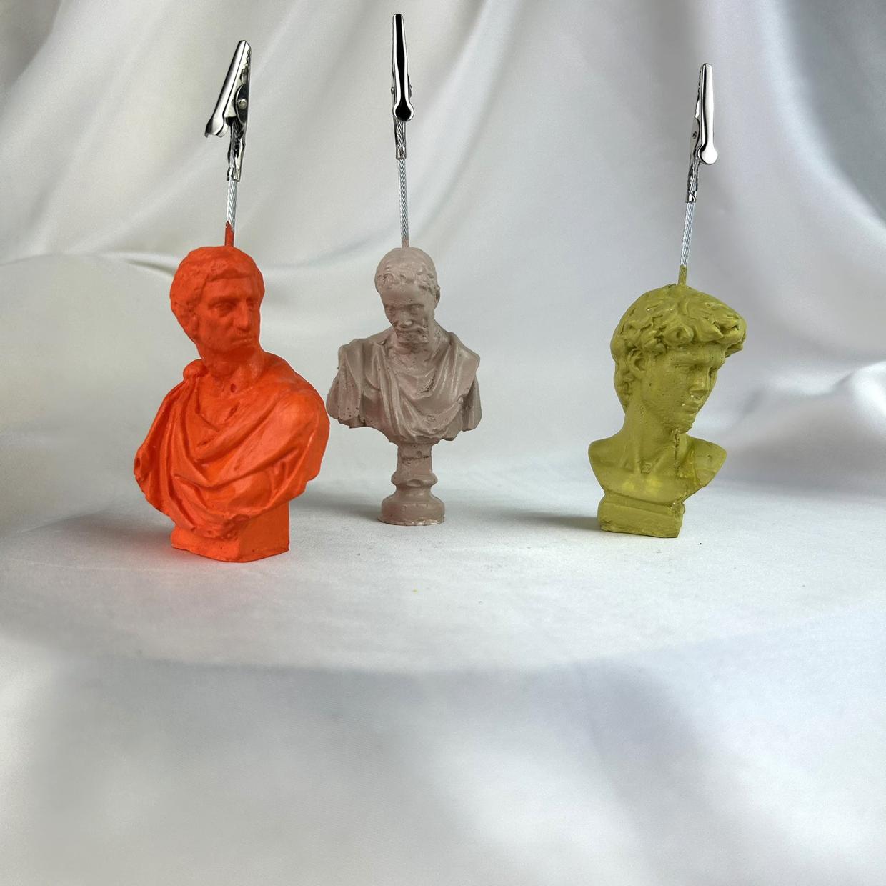 Brutus, Michelangelo ve David Heykel 3'lü Not Tutucu Set (Turuncu, Krem, Küf Yeşili)
