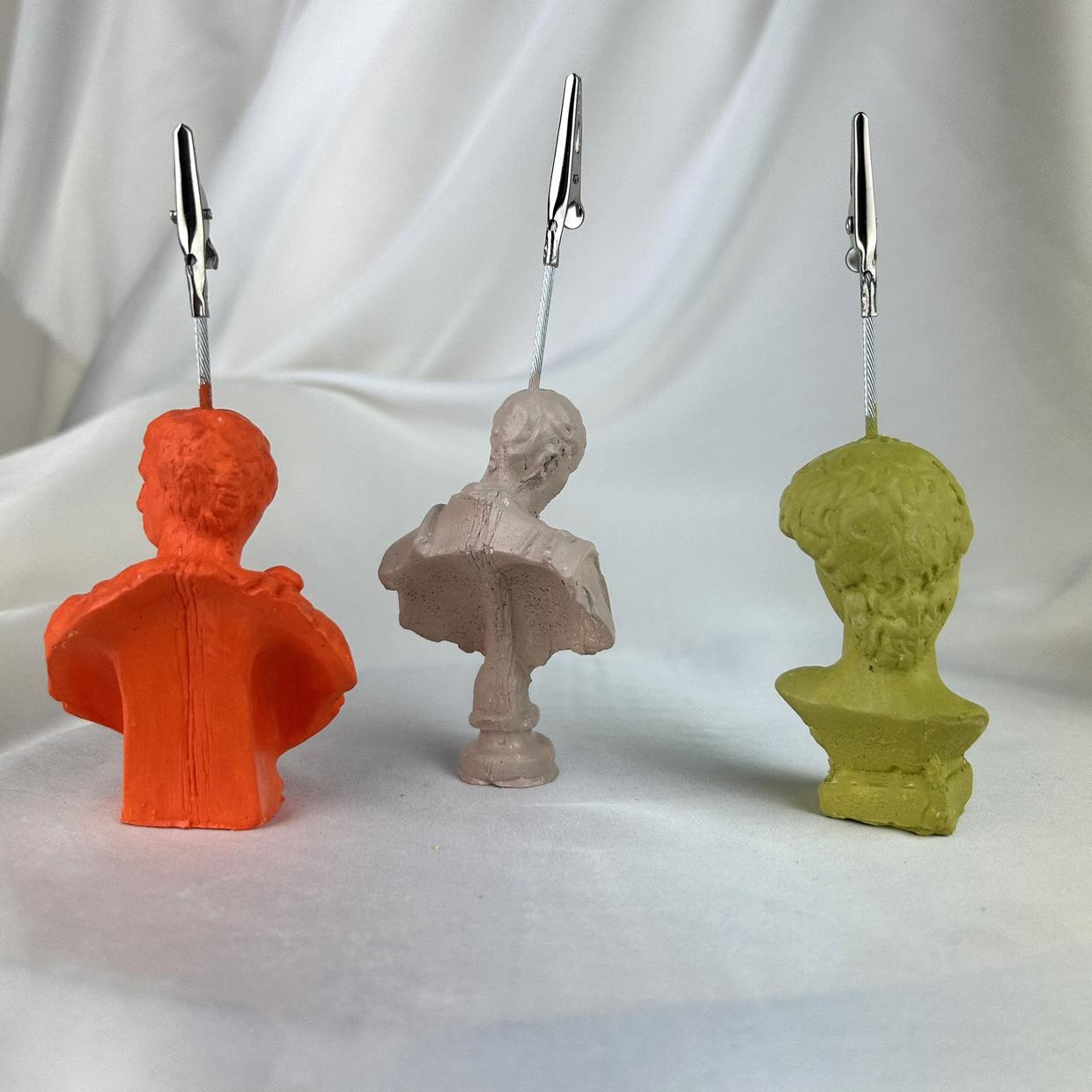 Brutus, Michelangelo ve David Heykel 3'lü Not Tutucu Set (Turuncu, Krem, Küf Yeşili)