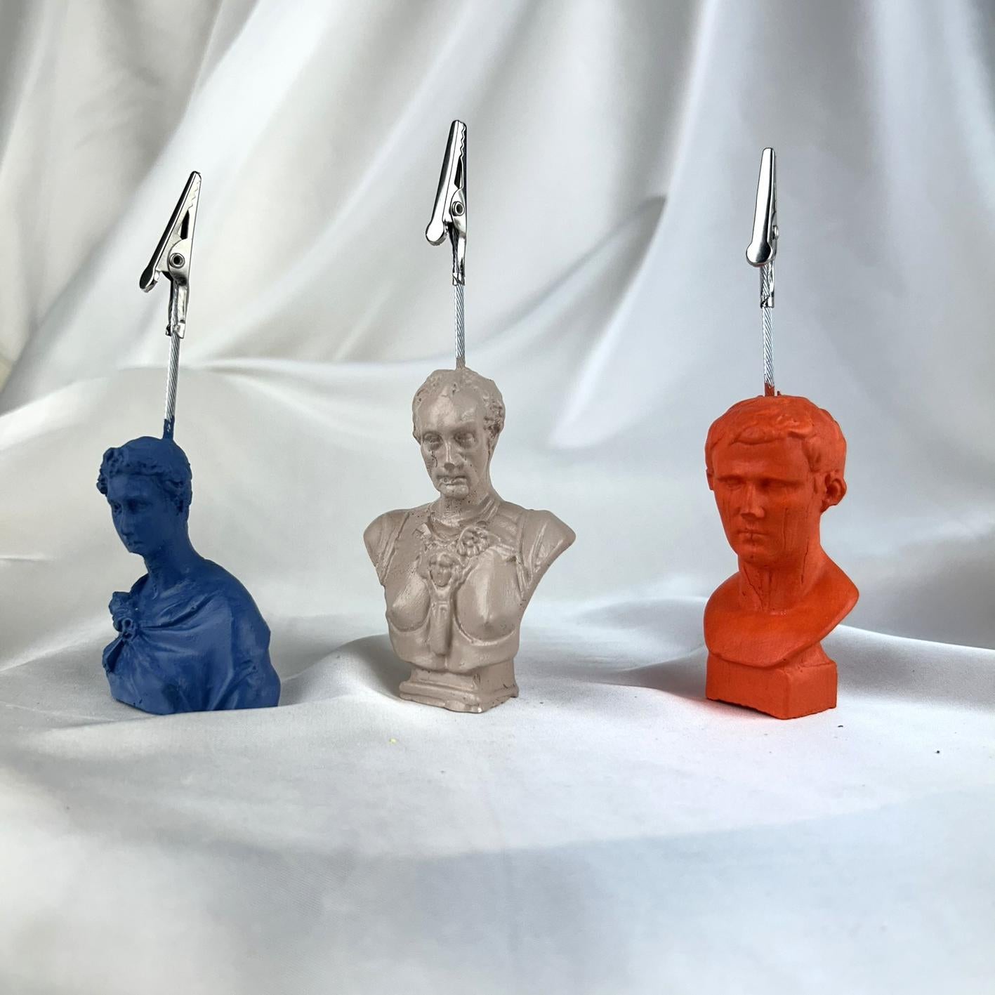 Michelangelo, Brutus ve David Heykel 3'lü Not Tutucu Set (Turuncu, Gri Mavi, Krem)