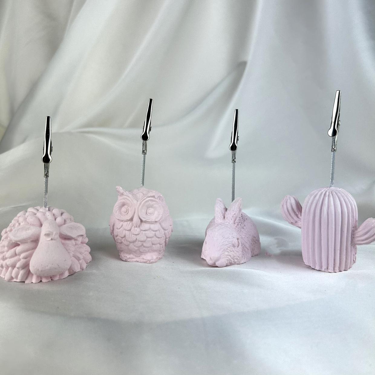 Pembe İnci Kuzu, Baykuş,Tavşan ve Kaktüs 4'lü Not Tutucu Set
