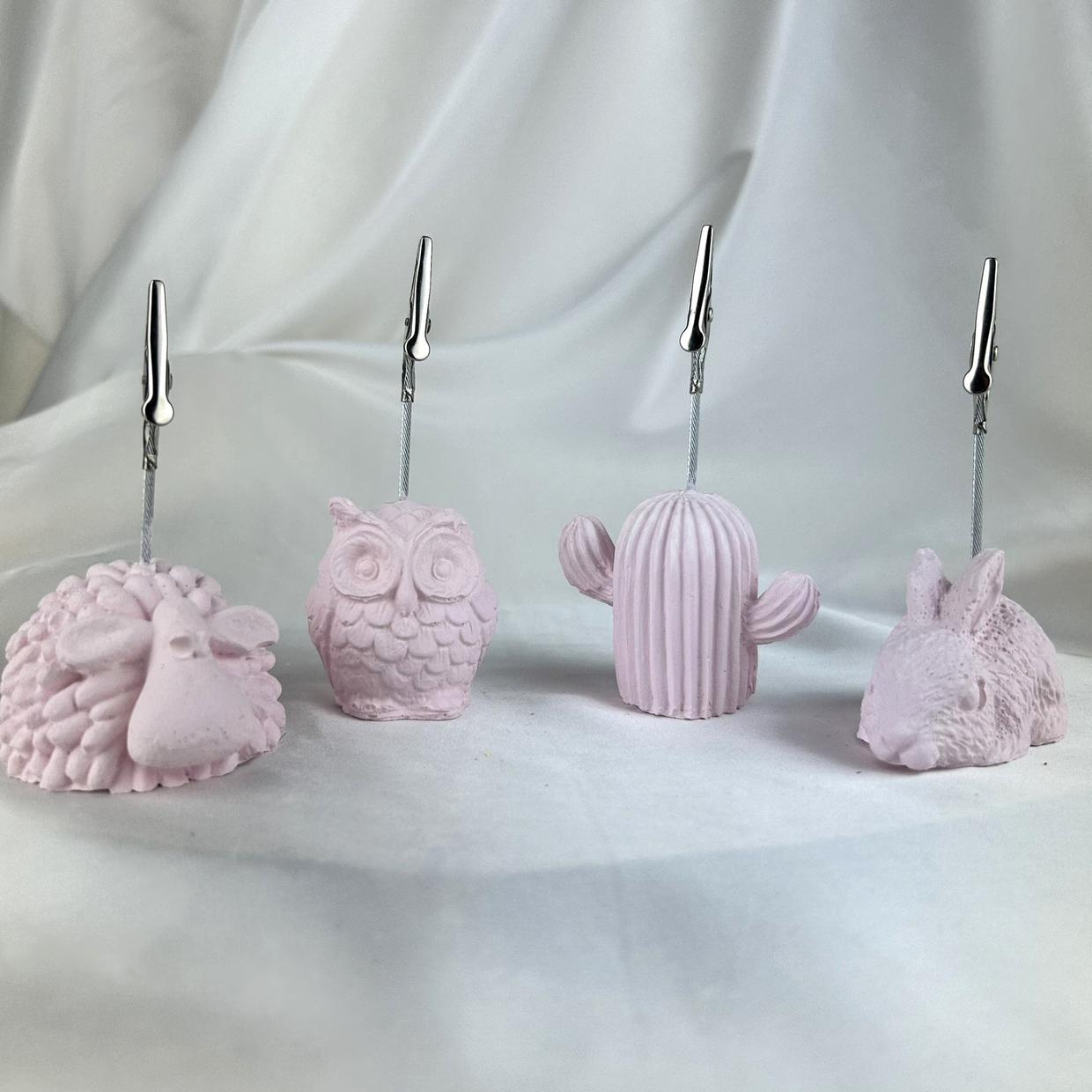 Pembe İnci Kuzu, Baykuş,Tavşan ve Kaktüs 4'lü Not Tutucu Set