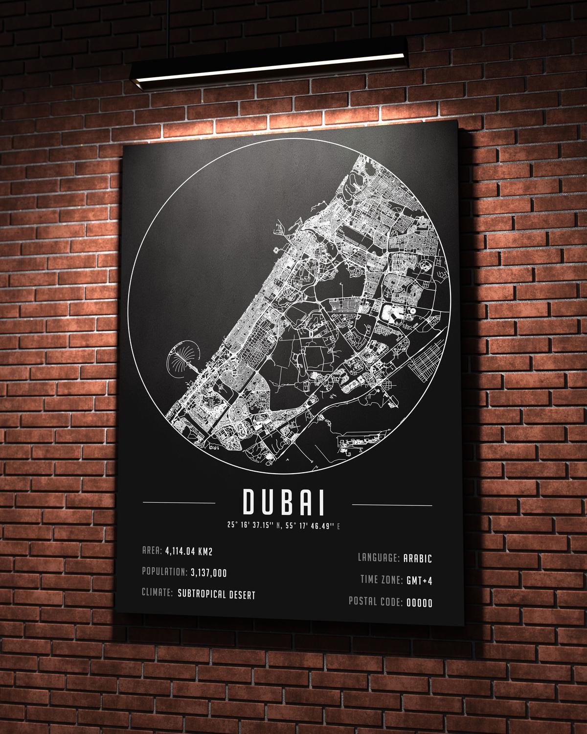 Dubai temalı kanvas tablo, 50x70 cm, siyah beyaz, ahşap çerçeveli, modern minimalist duvar dekorasyonu için ideal tasarım