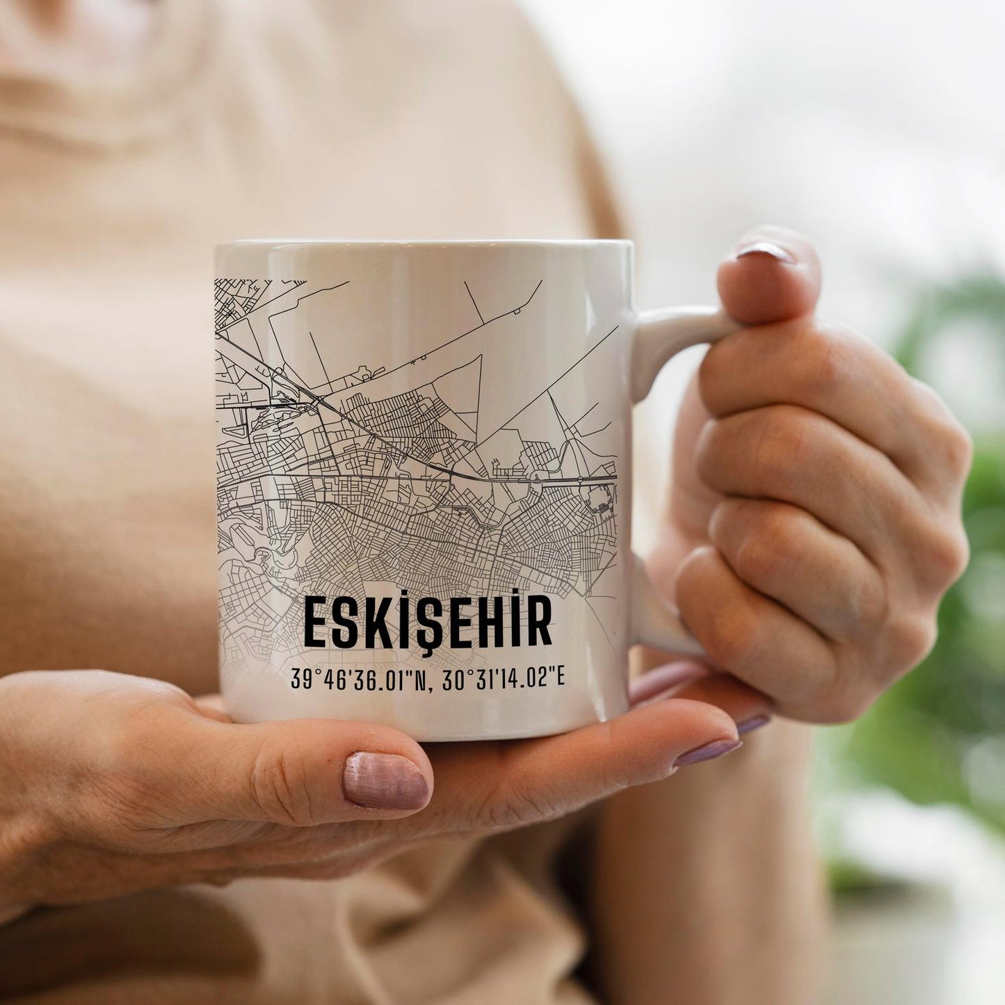 Eskişehir Şehir Haritası Baskılı Porselen Kupa Bardak