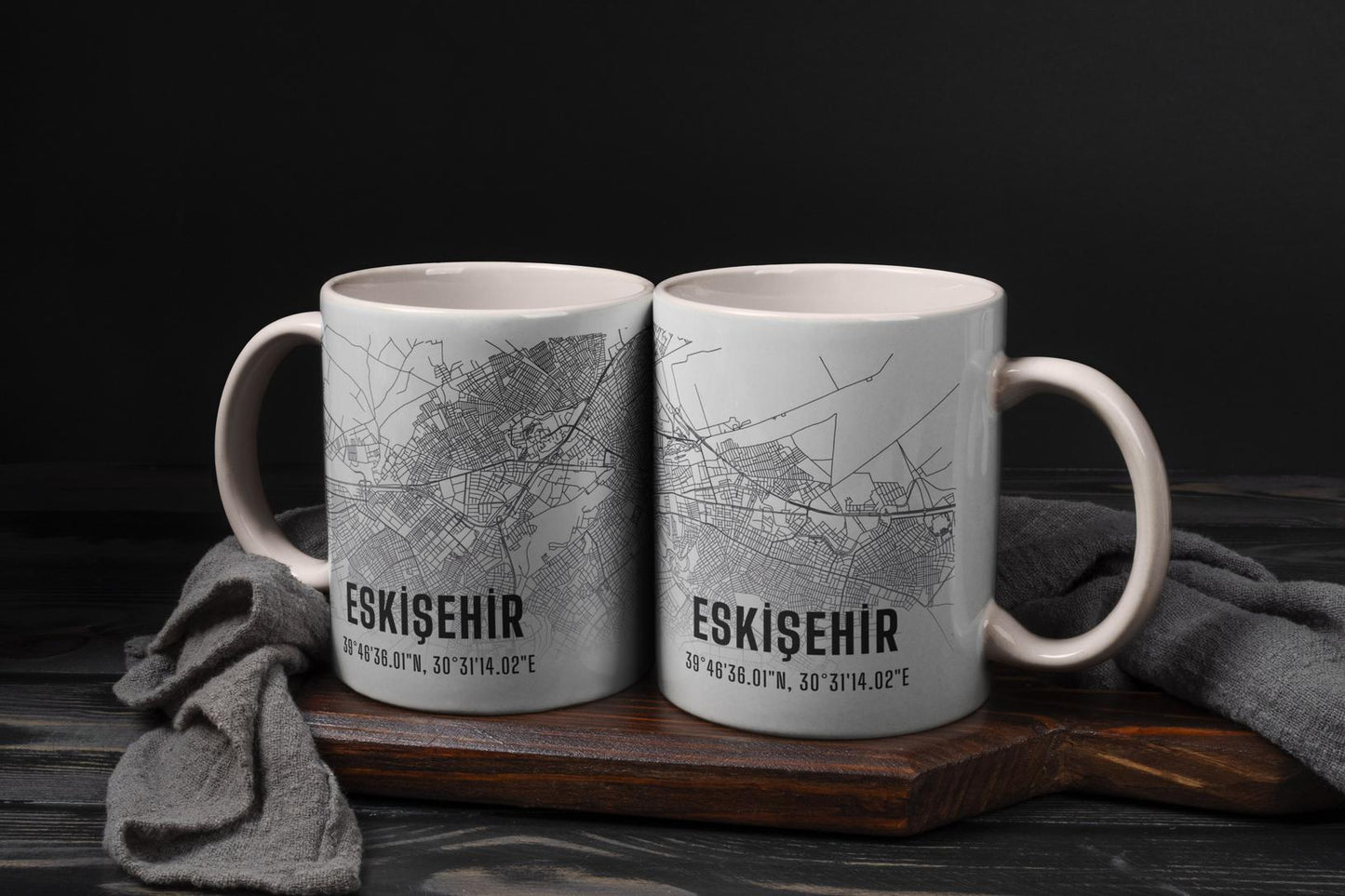 Eskişehir Şehir Haritası Baskılı Porselen Kupa Bardak