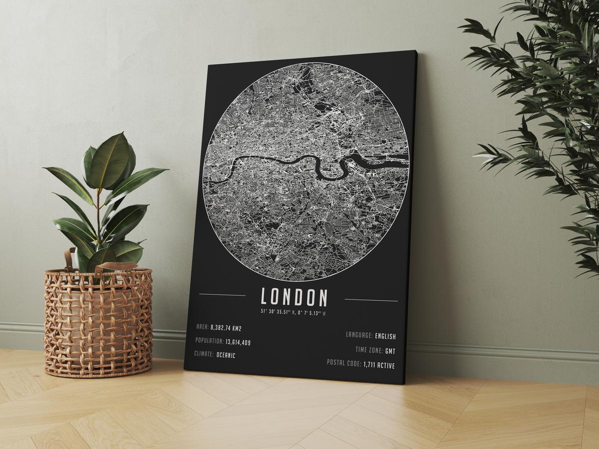London temalı kanvas tablo, 50x70 cm, siyah beyaz, ahşap çerçeveli, modern minimalist duvar dekorasyonu için ideal tasarım