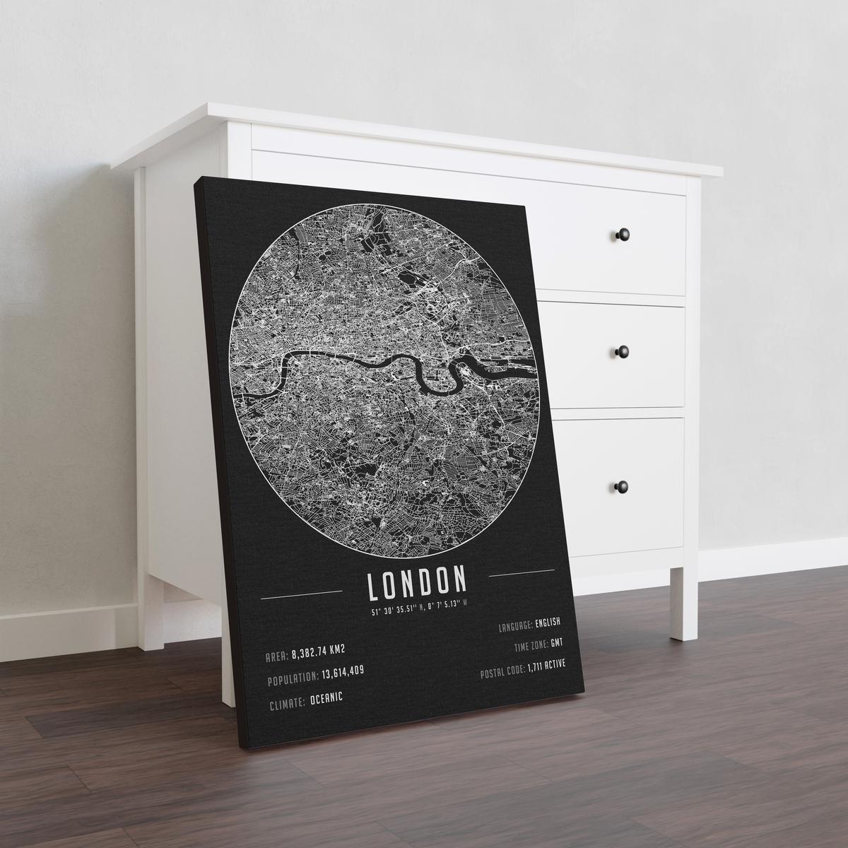 London temalı kanvas tablo, 50x70 cm, siyah beyaz, ahşap çerçeveli, modern minimalist duvar dekorasyonu için ideal tasarım
