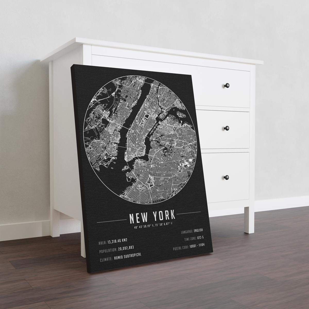 New York temalı kanvas tablo, 50x70 cm, siyah beyaz, ahşap çerçeveli, modern minimalist duvar dekorasyonu için ideal tasarım