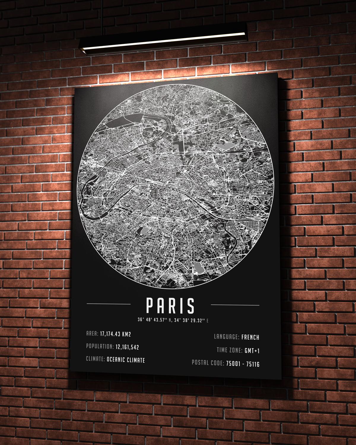 Paris temalı kanvas tablo, 50x70 cm, siyah beyaz, ahşap çerçeveli, modern minimalist duvar dekorasyonu için ideal tasarım