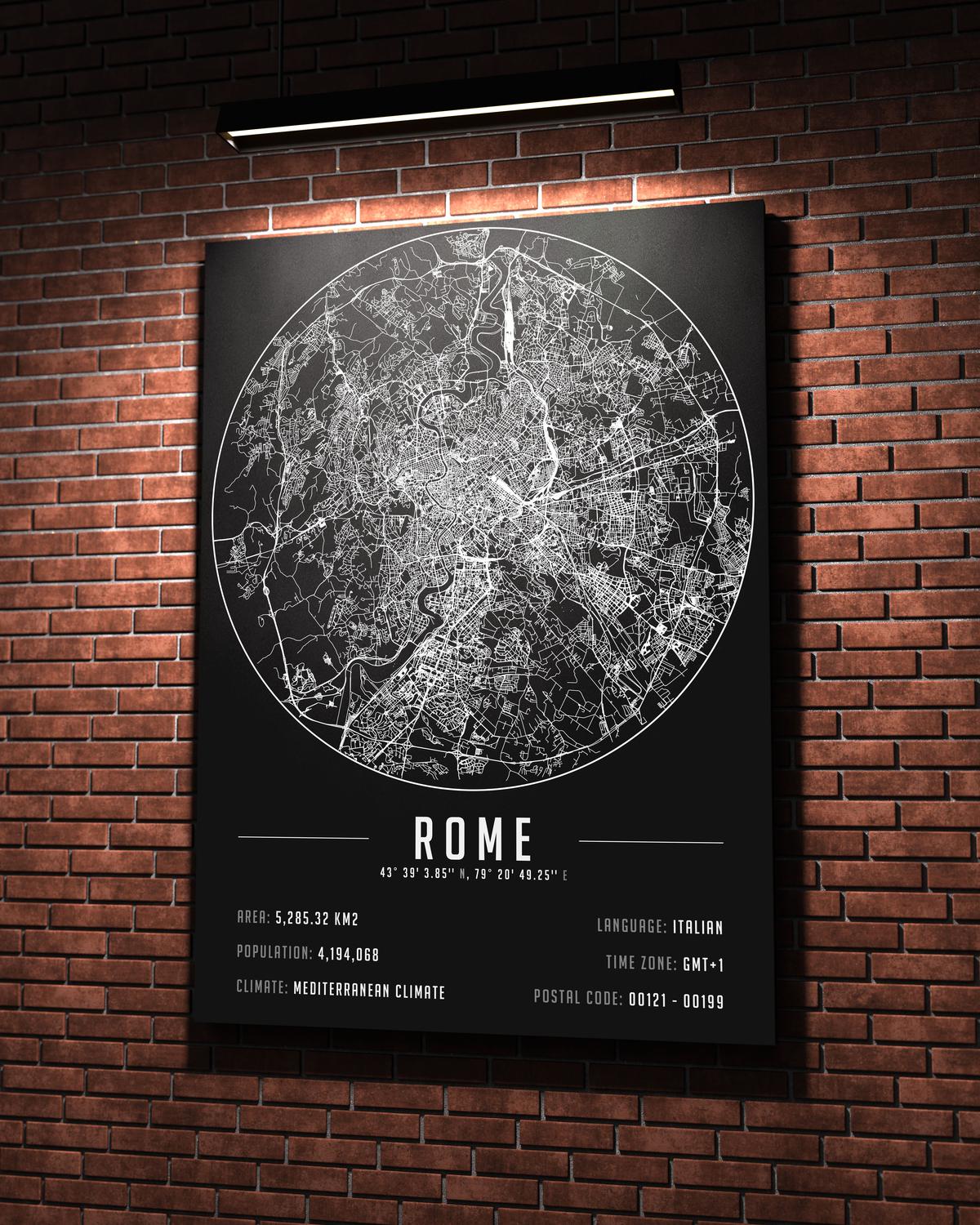 Rome temalı kanvas tablo, 50x70 cm, siyah beyaz, ahşap çerçeveli, modern minimalist duvar dekorasyonu için ideal tasarım