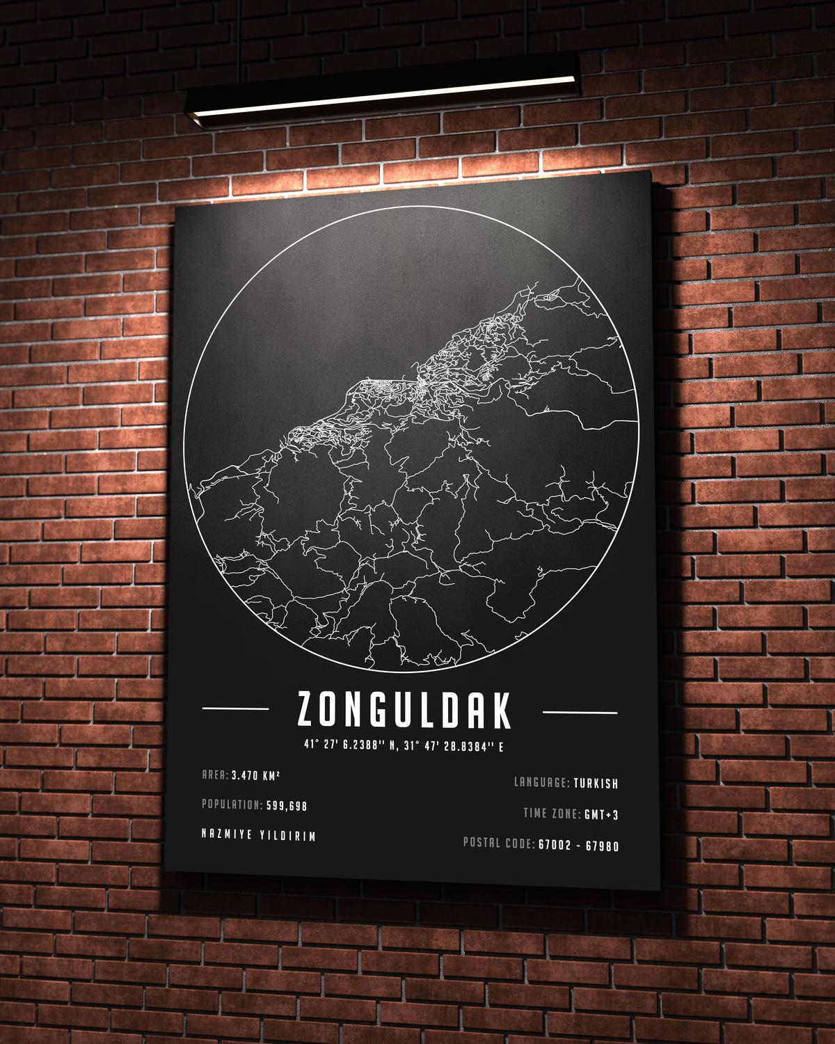 Zonguldak temalı kanvas tablo, 50x70 cm, siyah beyaz, ahşap çerçeveli, modern minimalist duvar dekorasyonu için ideal tasarım