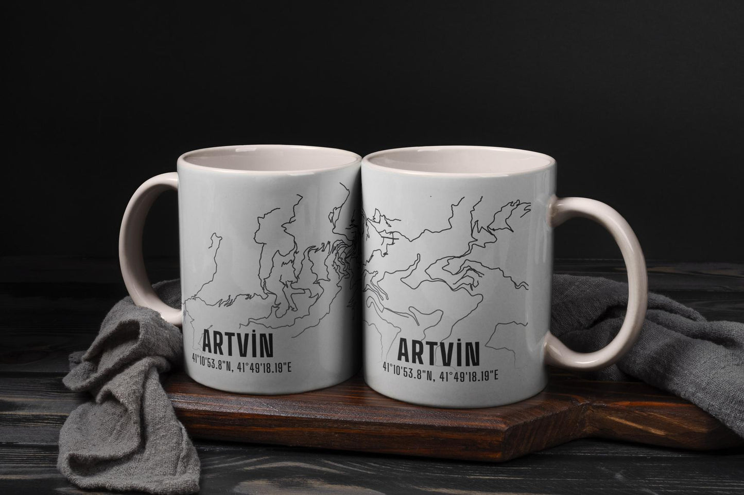 Artvin Şehir Haritası Baskılı Porselen Kupa Bardak