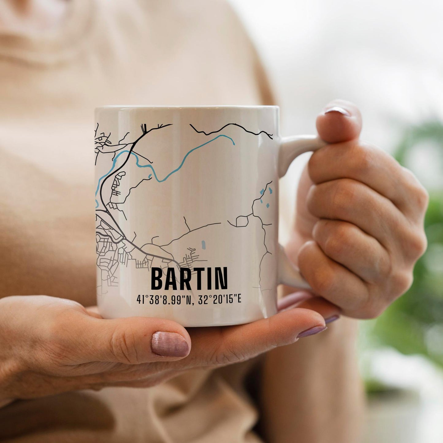 Bartın Şehir Haritası Baskılı Porselen Kupa Bardak