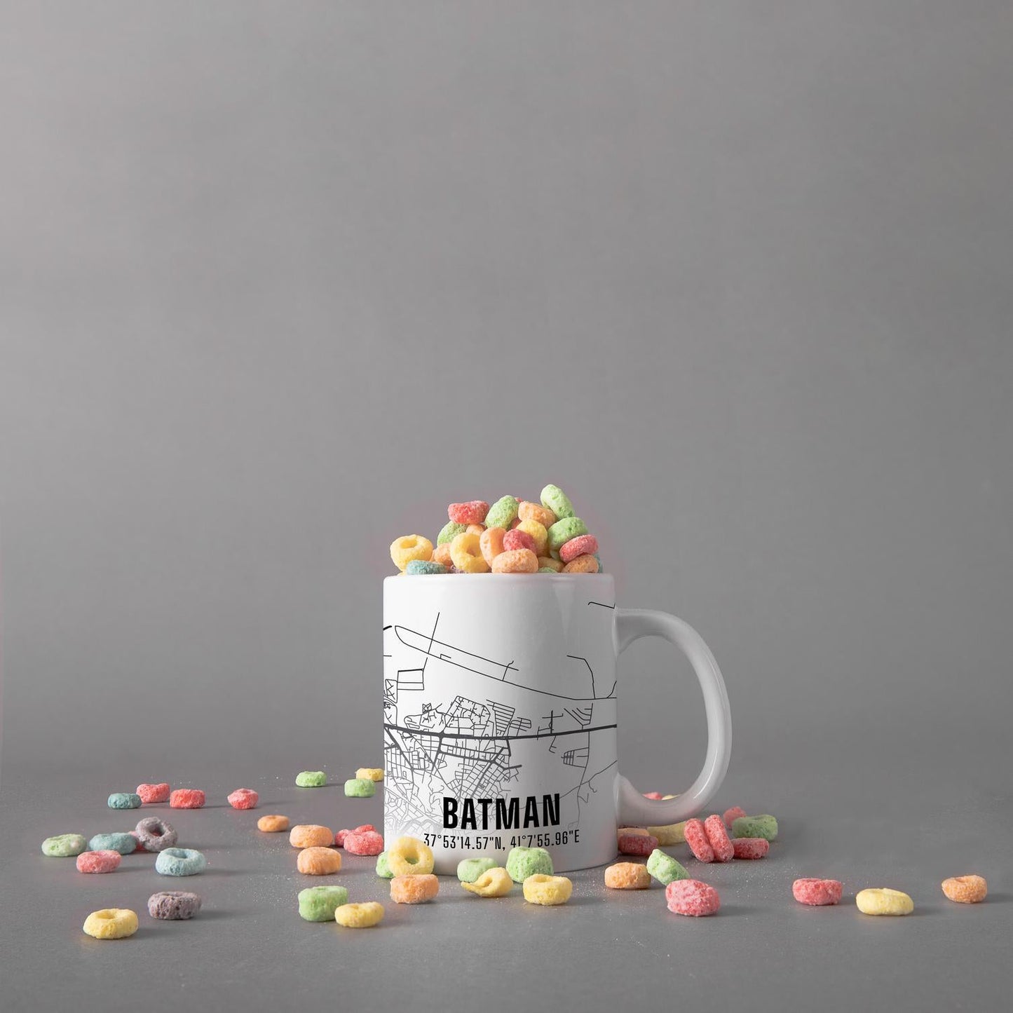 Batman Şehir Haritası Baskılı Porselen Kupa Bardak