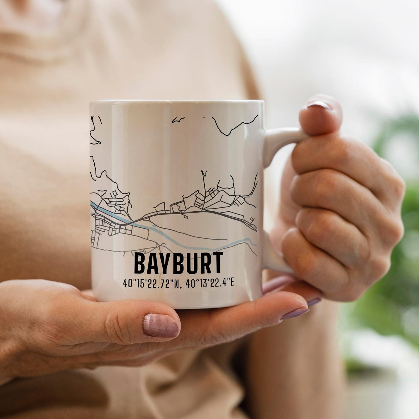 Bayburt Şehir Haritası Baskılı Porselen Kupa Bardak