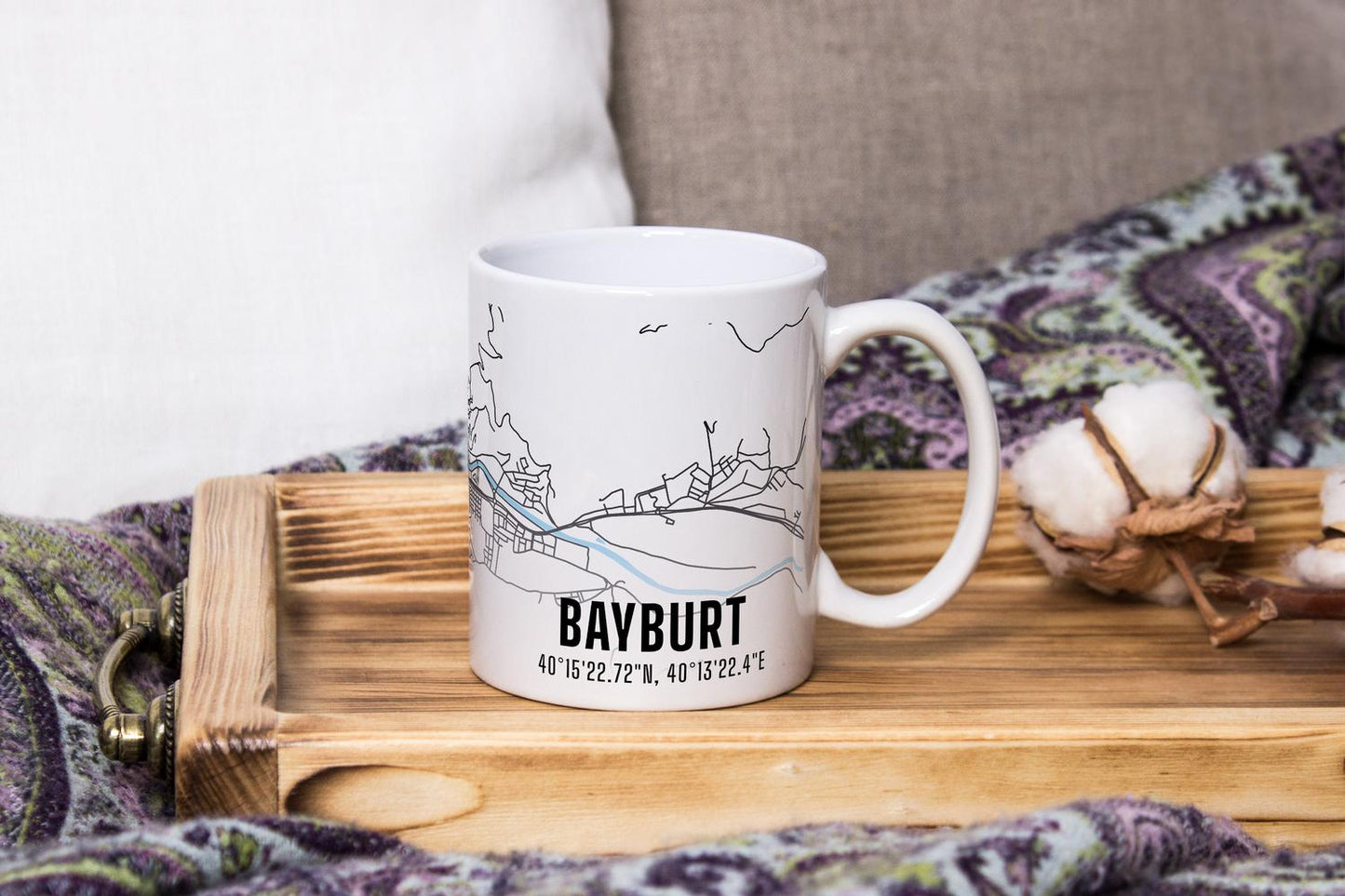 Bayburt Şehir Haritası Baskılı Porselen Kupa Bardak