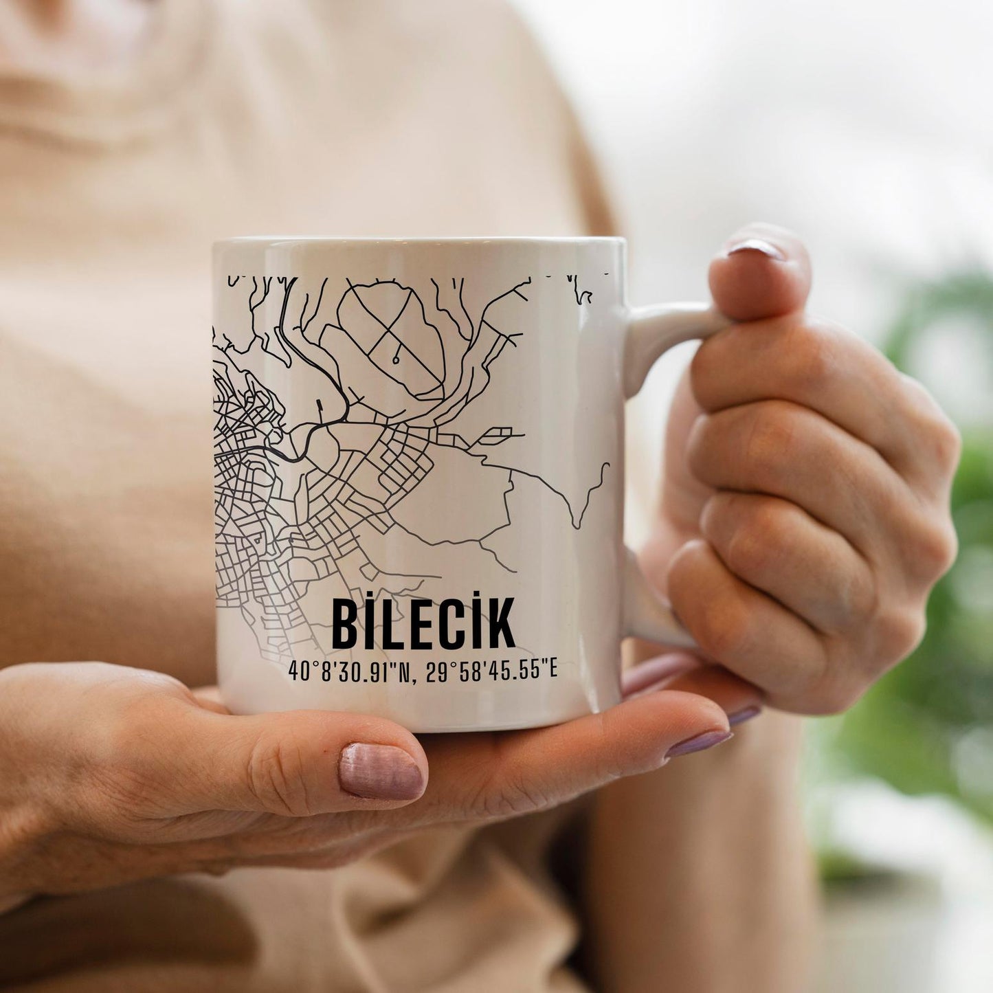 Bilecik Şehir Haritası Baskılı Porselen Kupa Bardak