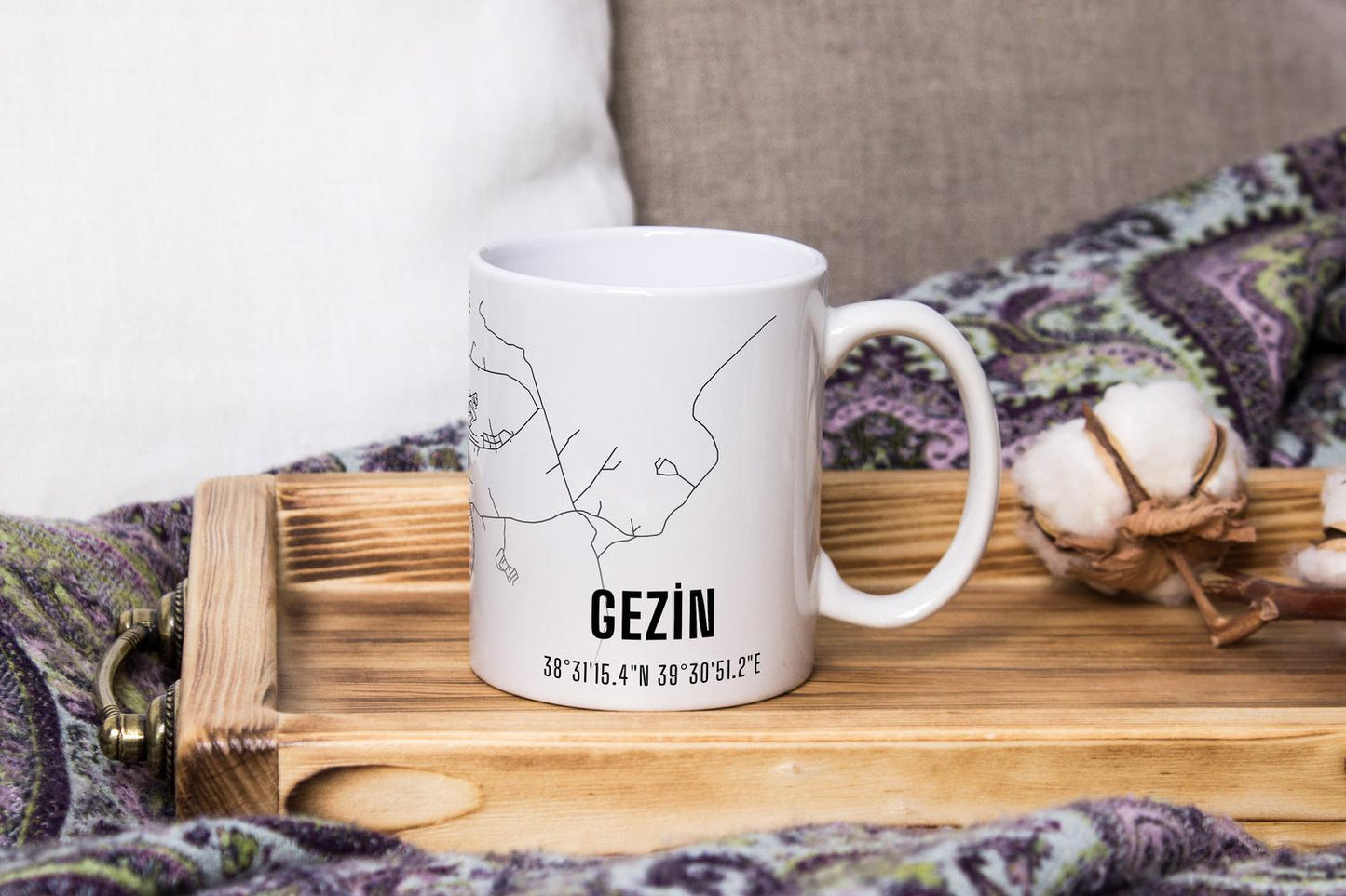 Gezin Şehir Haritası Baskılı Porselen Kupa Bardak