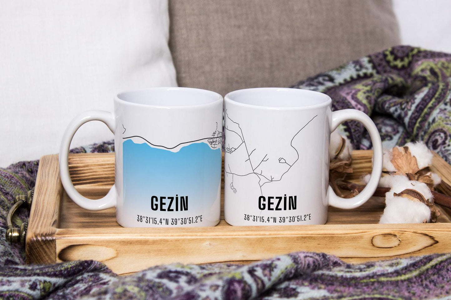 Gezin Şehir Haritası Baskılı Porselen Kupa Bardak