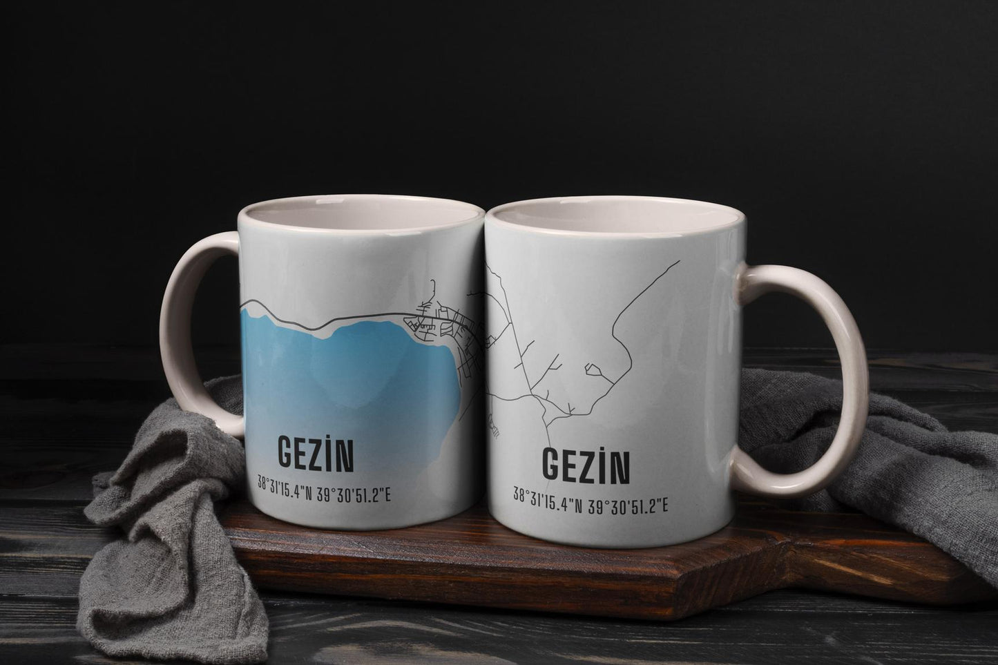 Gezin Şehir Haritası Baskılı Porselen Kupa Bardak