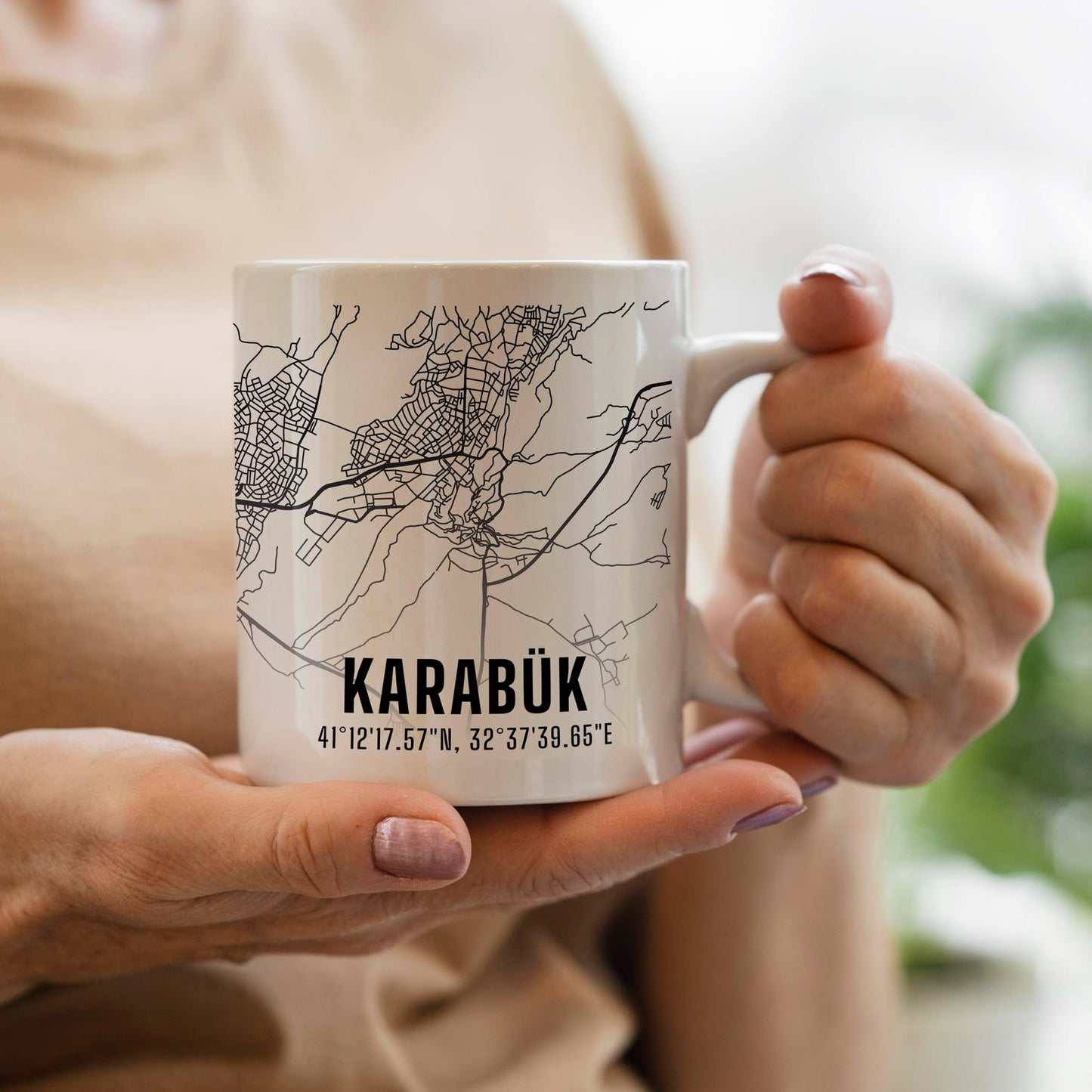 Karabük Şehir Haritası Baskılı Porselen Kupa Bardak