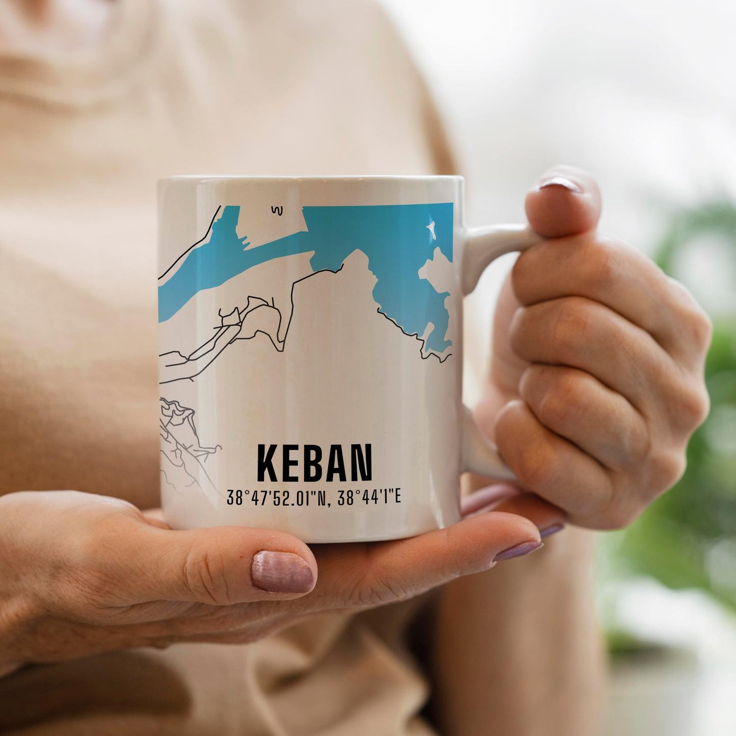 Keban Şehir Haritası Baskılı Porselen Kupa Bardak