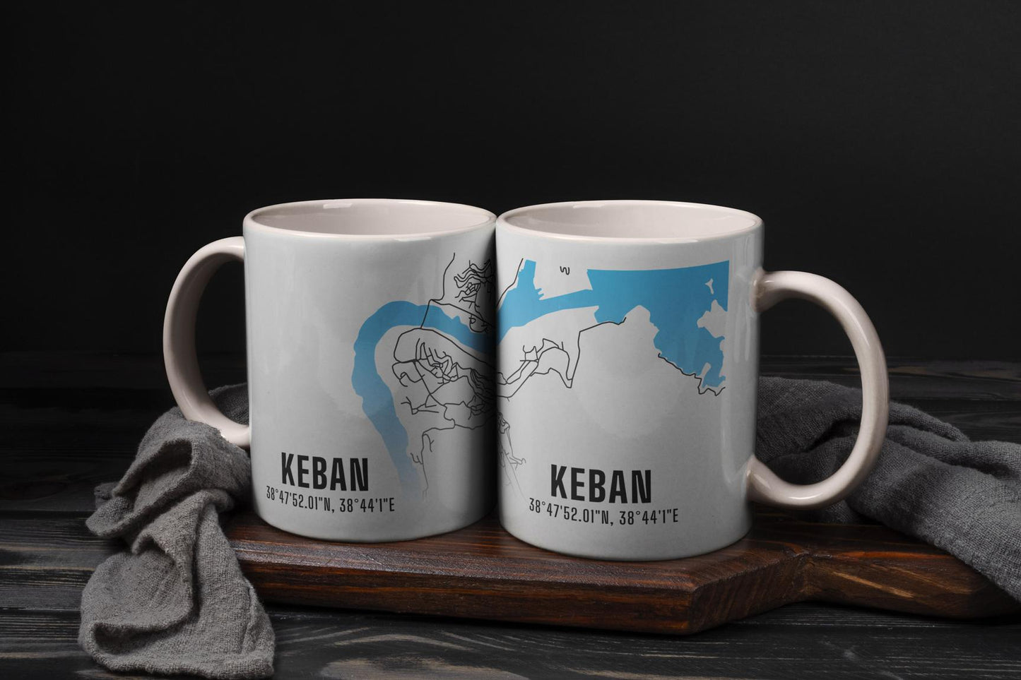 Keban Şehir Haritası Baskılı Porselen Kupa Bardak