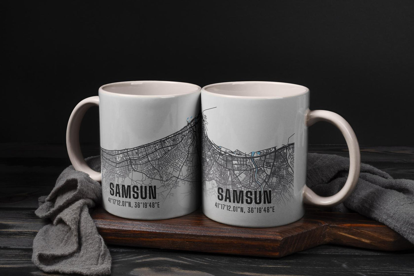 Samsun Şehir Haritası Baskılı Porselen Kupa Bardak
