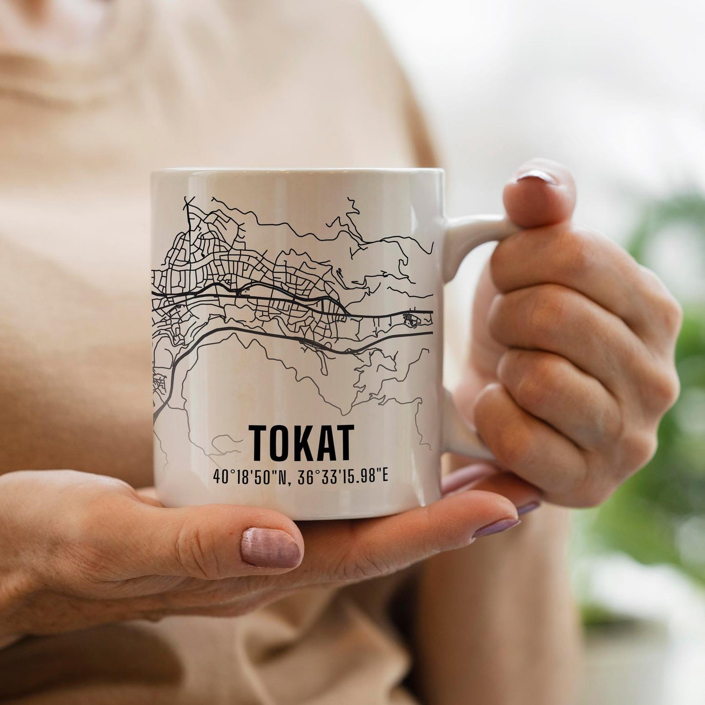 Tokat Şehir Haritası Baskılı Porselen Kupa Bardak